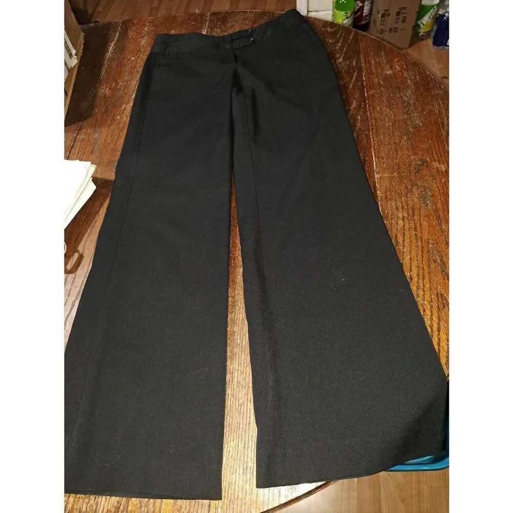 Size 4 Elle Black Double Button Boot Cut Wide Leg Dress Pants with Pockets
